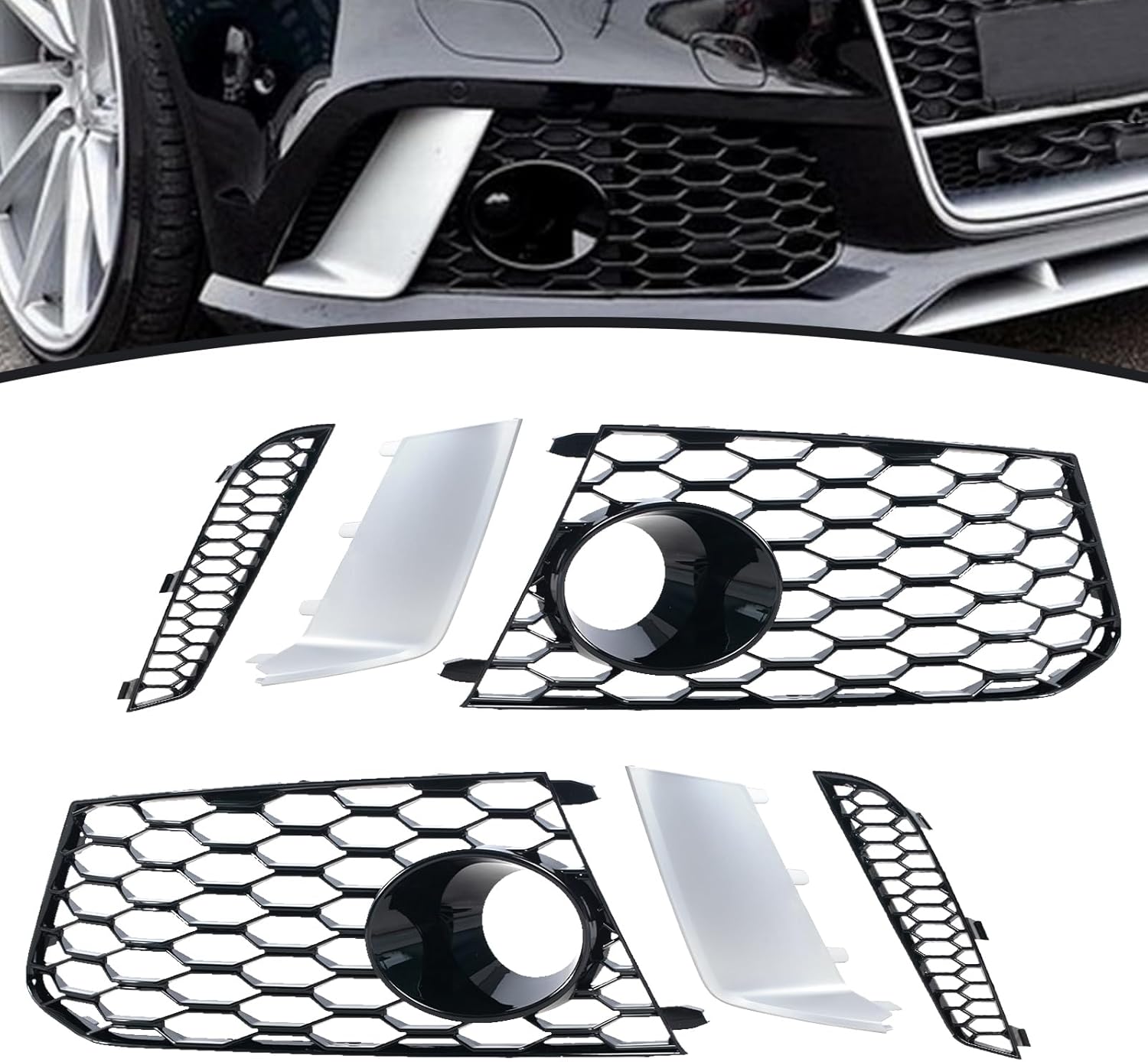 Front Bumper Fog Light Cover Frame for Audi RS6 2013-2018 Grille Grill Trim Covers Right