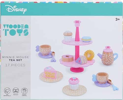 Miniatura 3 de Just Play Disney Wooden Toys - Juego de té de Minnie Mouse, juego de simulación, juguetes para niños con licencia oficial para niños a partir de 3