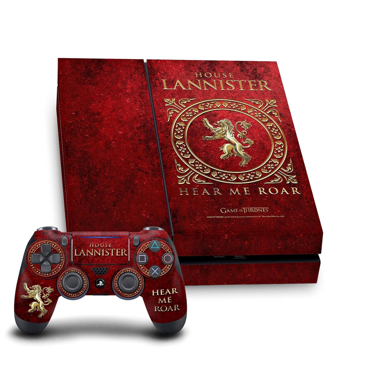 Head Case Designs Officially Licensed HBO Game of Thrones House Lannister Sigils and Graphics Vinyl Gaming Skin Decal Compatible With Sony PlayStation 4 PS4 Console and DualShock 4 Controller Bundle