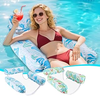 Colchoneta Piscina Hamaca Flotante – 2 Piezas Flotadores Inflables para Adultos de PVC Ultraresistente 450D | para Piscina, Playa, Jardín y SPA | Incluye Bomba
