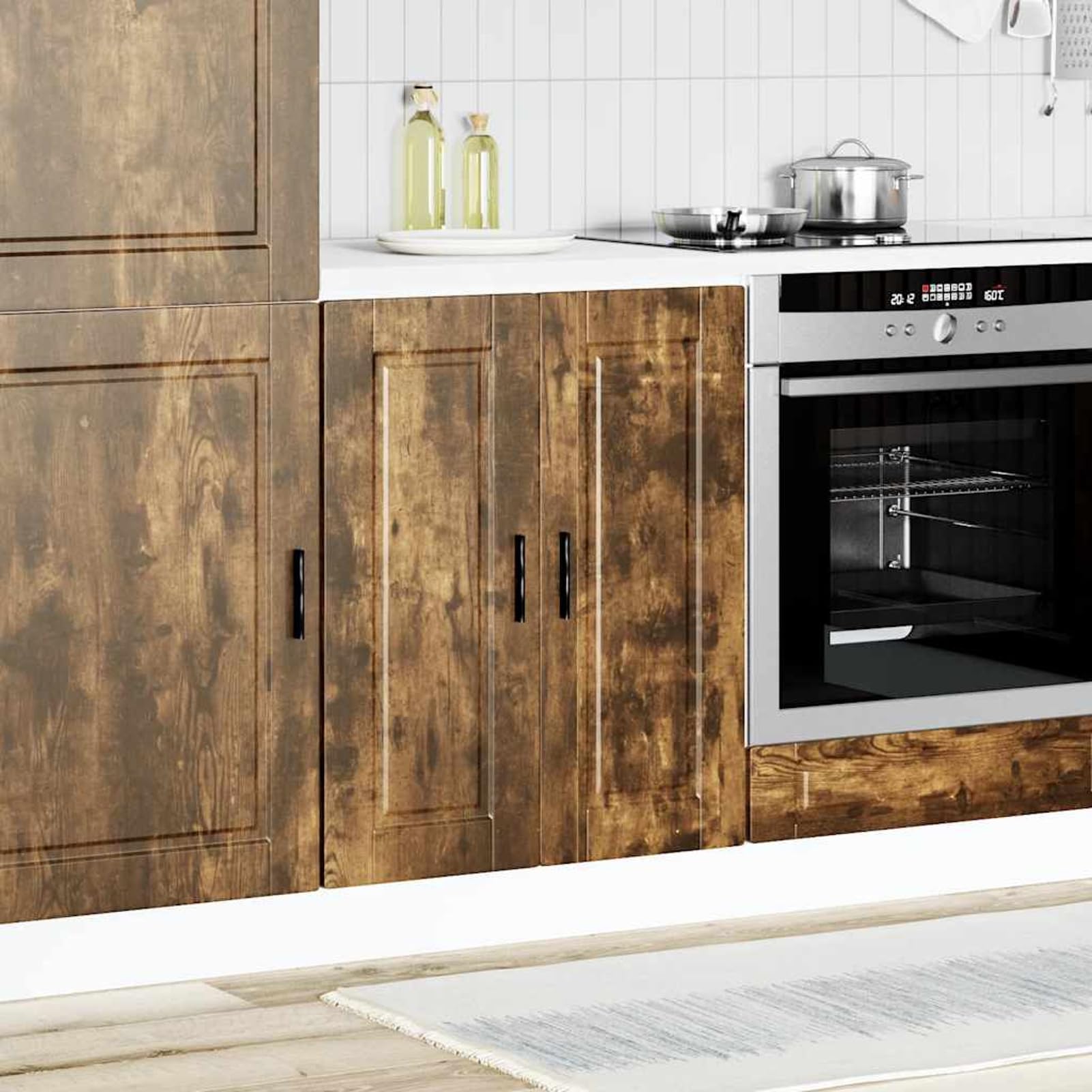 Homgoday Mueble bajo de Cocina Porto Roble Ahumado Madera reconstituida Mueble bajo de Cocina Módulos de Cocina sin encimera Kitchen Cabinet (2 Doors)