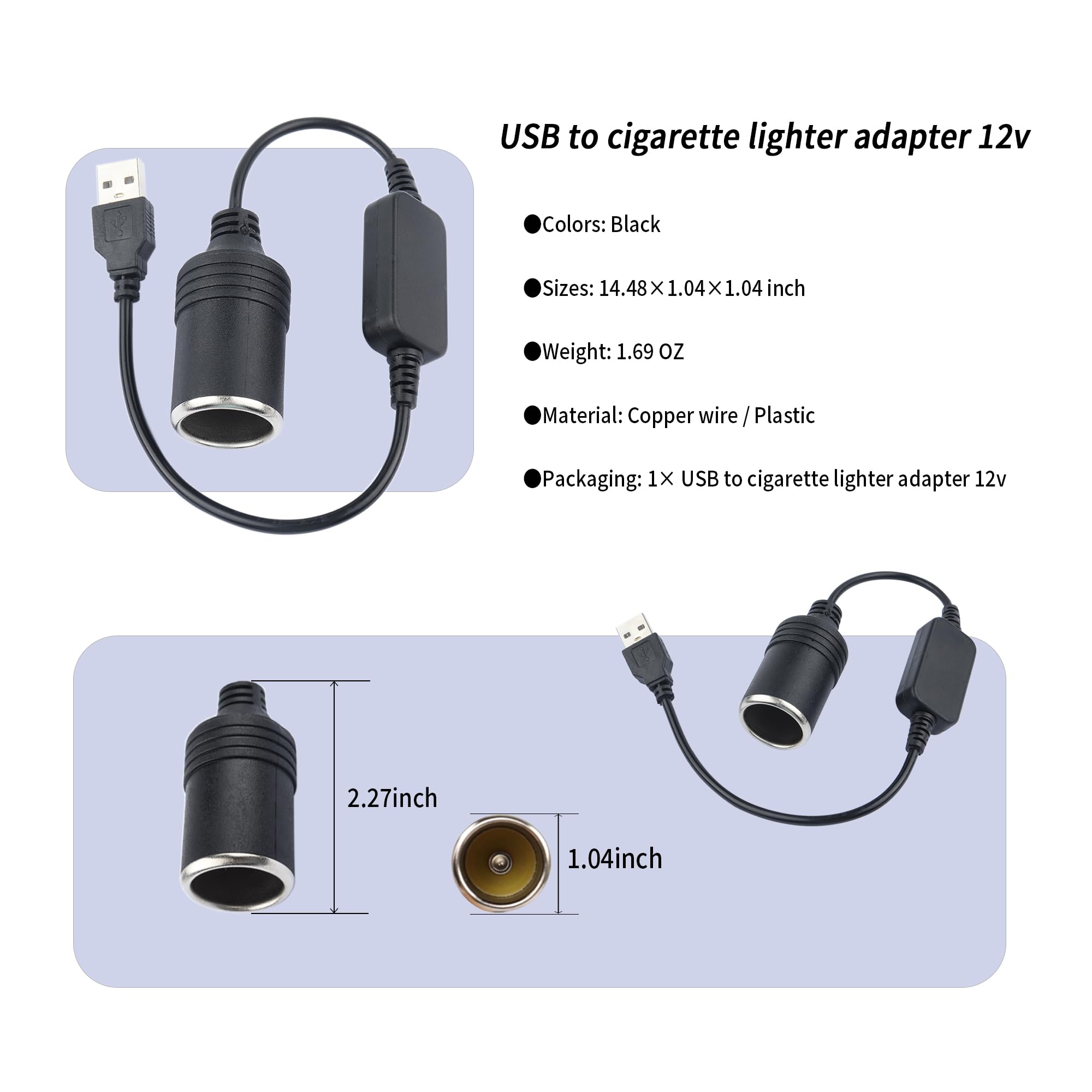 Amazon.com: IHOTDER 1.2Ft USB to Cigarette Lighter Adapter,12V Cigarette  Lighter Socket for Driving Recorder,GPS,Dash Camera,Perfect USB to Cigarette  Lighter Plug Car Accessories : Automotive