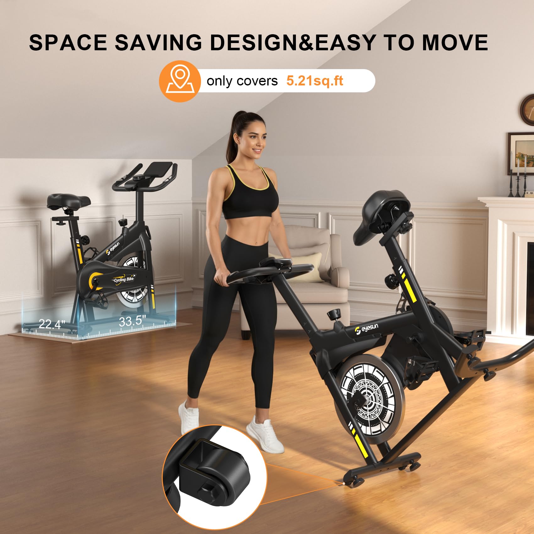 Exercise Bikes for Home,Indoor Cycling Bike with Adjustable Magnetic,Brake Pad Resistance Silent Belt Drive,330lbs Weight Capacity &Upgraded Version Seat for Home Cardio&Weight Loss