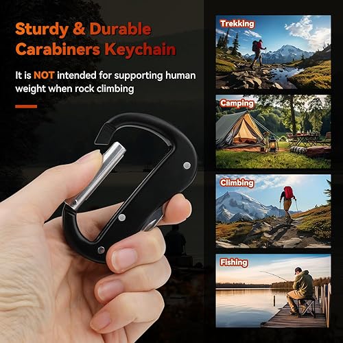 Miniatura 6 de Mosquetón multiherramienta con cuchillo de bolsillo, regalos para hombres, abrebotellas, lima de uñas, tijeras pequeñas, mosquetones EDC, equipo de