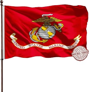 Double Sided US Marine Corps USMC Flag Outdoor 3x5ft- 3Ply 240D 4 Rows Stitched- United States Marine Corps Flag- UV Fade Resistant With Canvas Header & 2 Brass Grommets