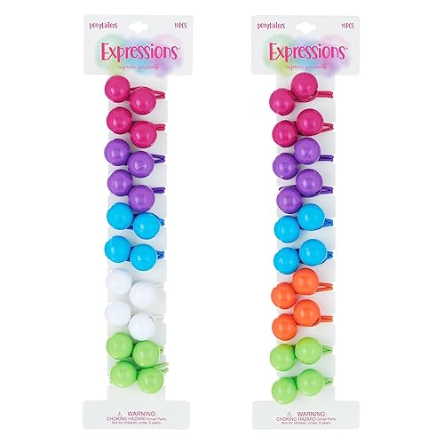 Miniatura 8 de Expressions Juego de 20 colas de caballo para cola de caballo, 0.709 in, redondas, opacas, multicolores, gemelas, bandas para el cabello, soportes