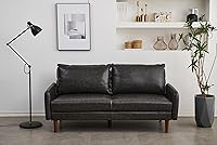 Vista 3 de INSTORY Sofá de cuero Sofá moderno con patas de madera para sala de estar Oficina - Gris oscuro