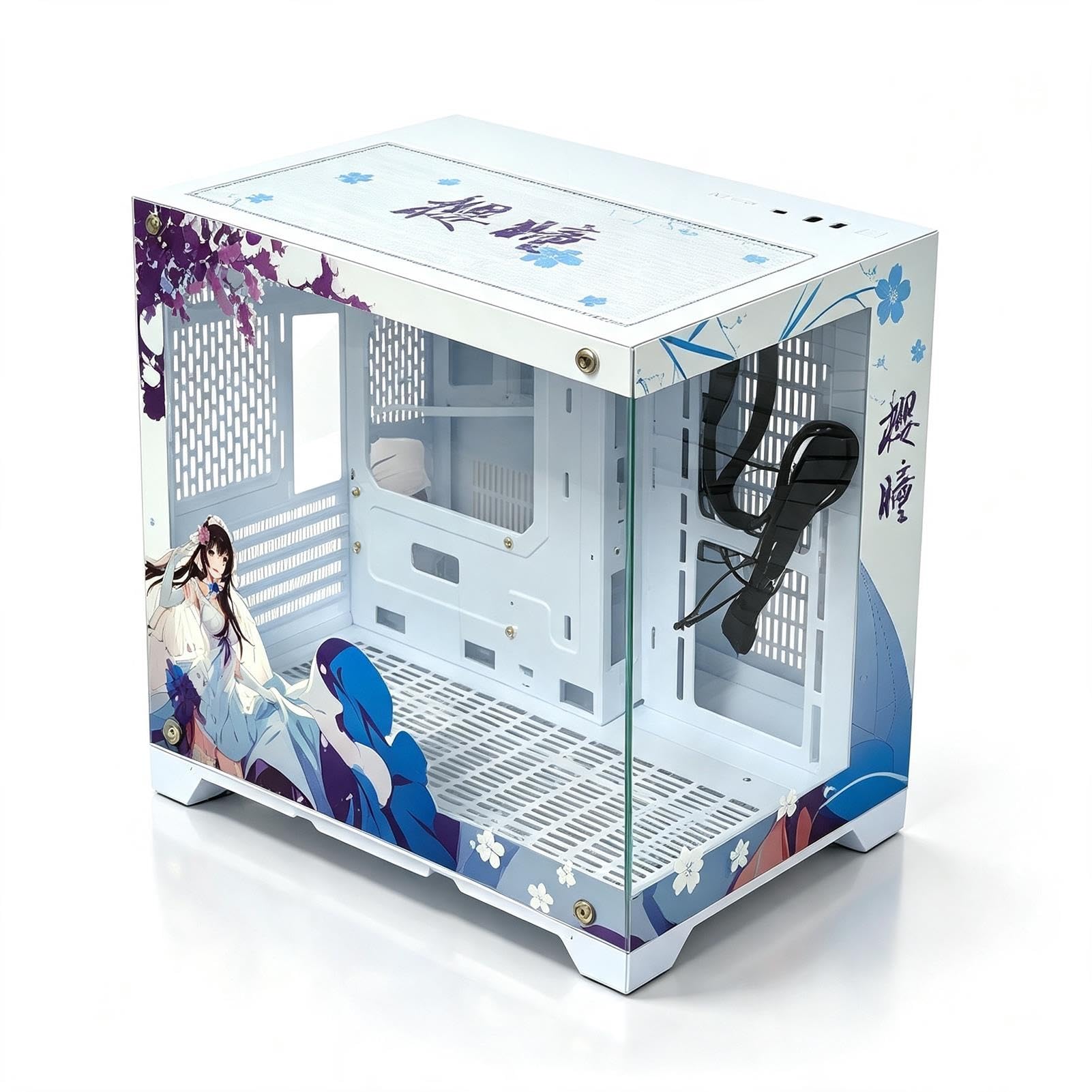 Caja De Computadora ATX Juegos Escritorio Torre Media Puertos USB 3.0 Soporte Vidrio Templado Doble Cara Refrigeración por Agua