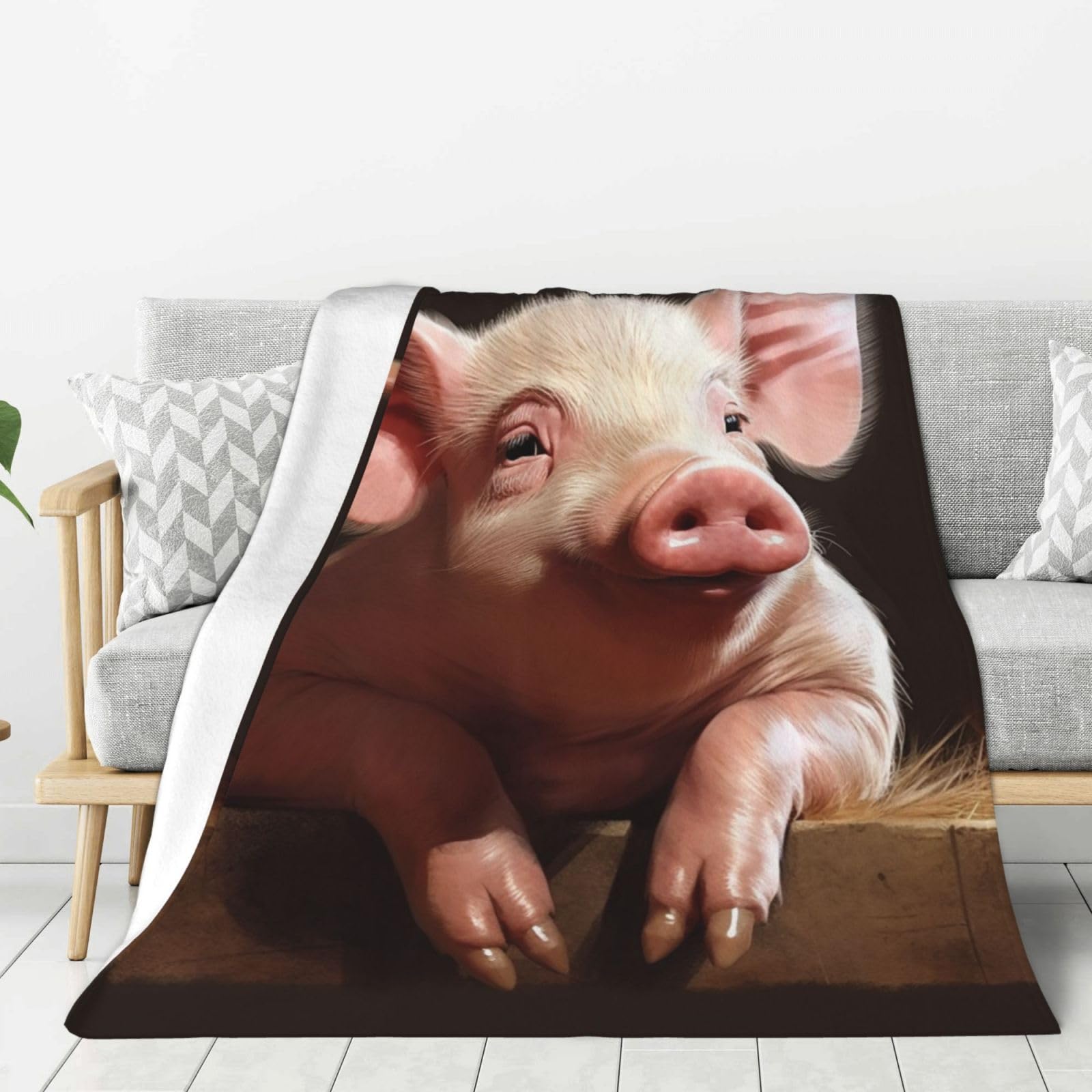 Smiling Throw Blanket Plush Flannel Fleece Blanket, Soft Lightweight Cozy Blankets 40"X30" for Bed Couch Sofa Travel