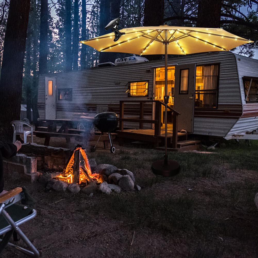 Bezprzewodowy parasol świetlny IP65, wodoodporna lampa kempingowa, 8 trybów oświetlenia, łańcuch świetlny LED, ładowany przez USB, pilot zdalnego sterowania, do namiotu plażowego, kempingu,