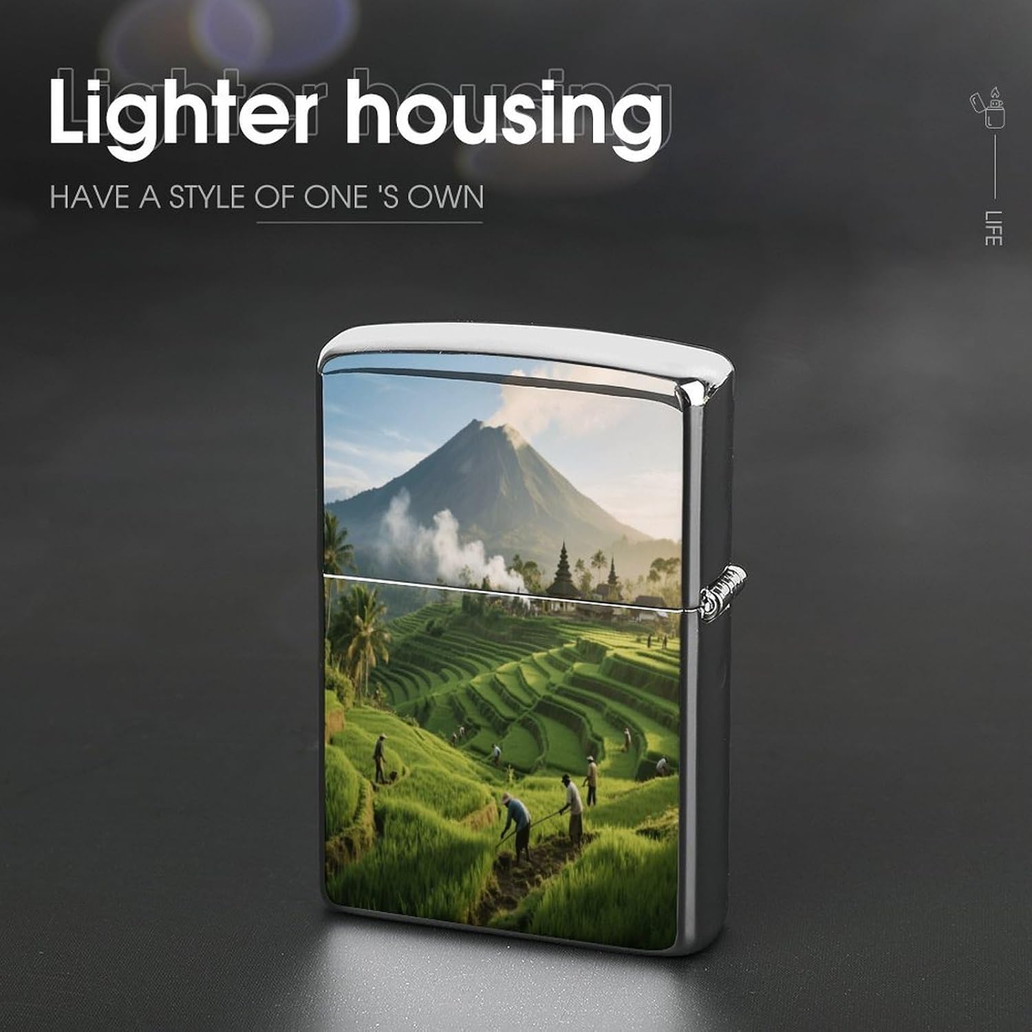 Bali Rice Terraces and Volcanoes Lighter Case Cover Holder Lighter Sleeve