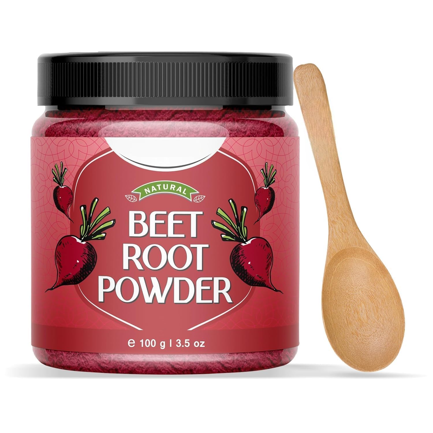 KP Nature Beetroot Powder Pure Natural for Face Lips Hair Drinking Eating Includes Wooden Spoon 100g 3 52