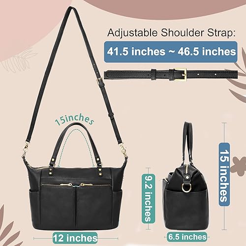 Miniatura 8 de MOMINSIDE Mochila bohemia para pañales, bolsa de pañales pequeña, mochila de cuero para bebé, bolsa de pañales con 14 bolsillos, 6 bolsillos para