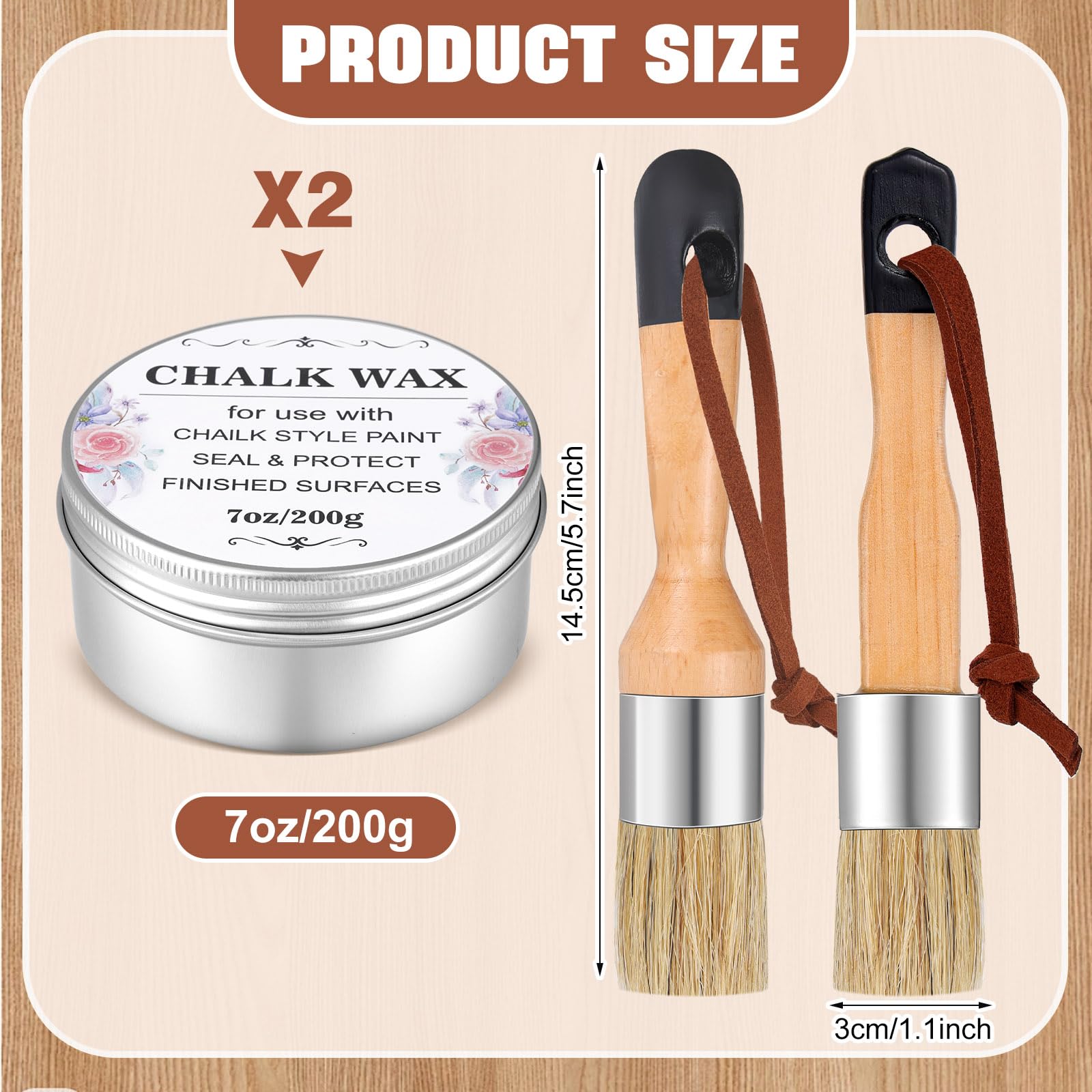 2 Pcs Furniture Finishing Wax Clear Finishing Wax with 2 Brush Set 7 oz Sealing Wood Wax for Furniture Protective Chalk Paint Sealing Wax for Painting Waxing Interior Furniture
