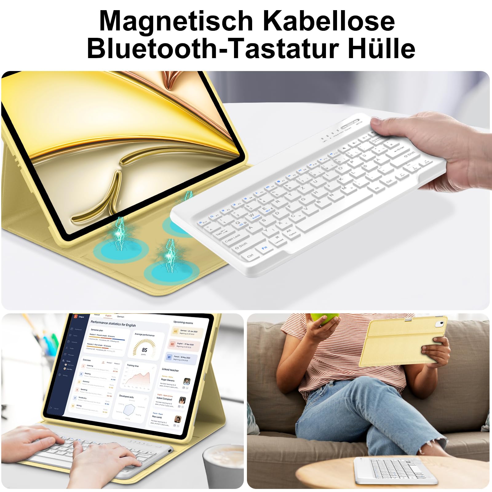 Custodia Con Tastiera RGB Per IPad Air 13&Prime; (2024-2025) E IPad Pro 12.9&Prime; &ndash; Bianca