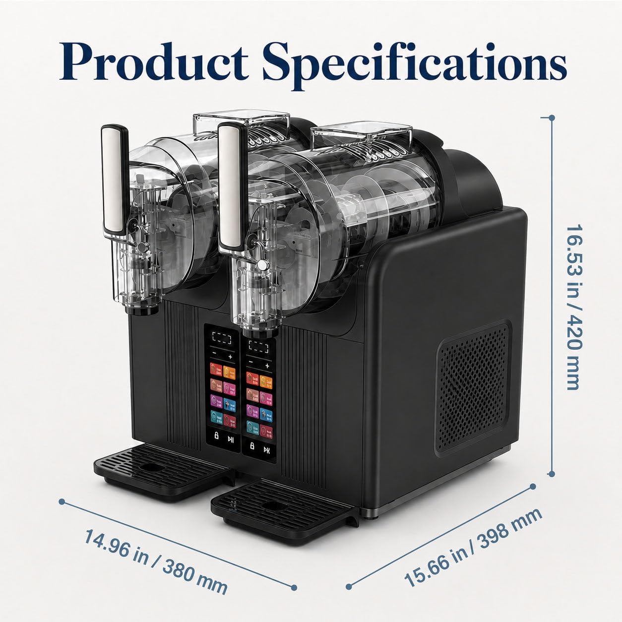 Máquina para Granizados Y Helados 2 En 1 Black | 7 Modos Preestablecidos Doble Depósito Autolimpieza