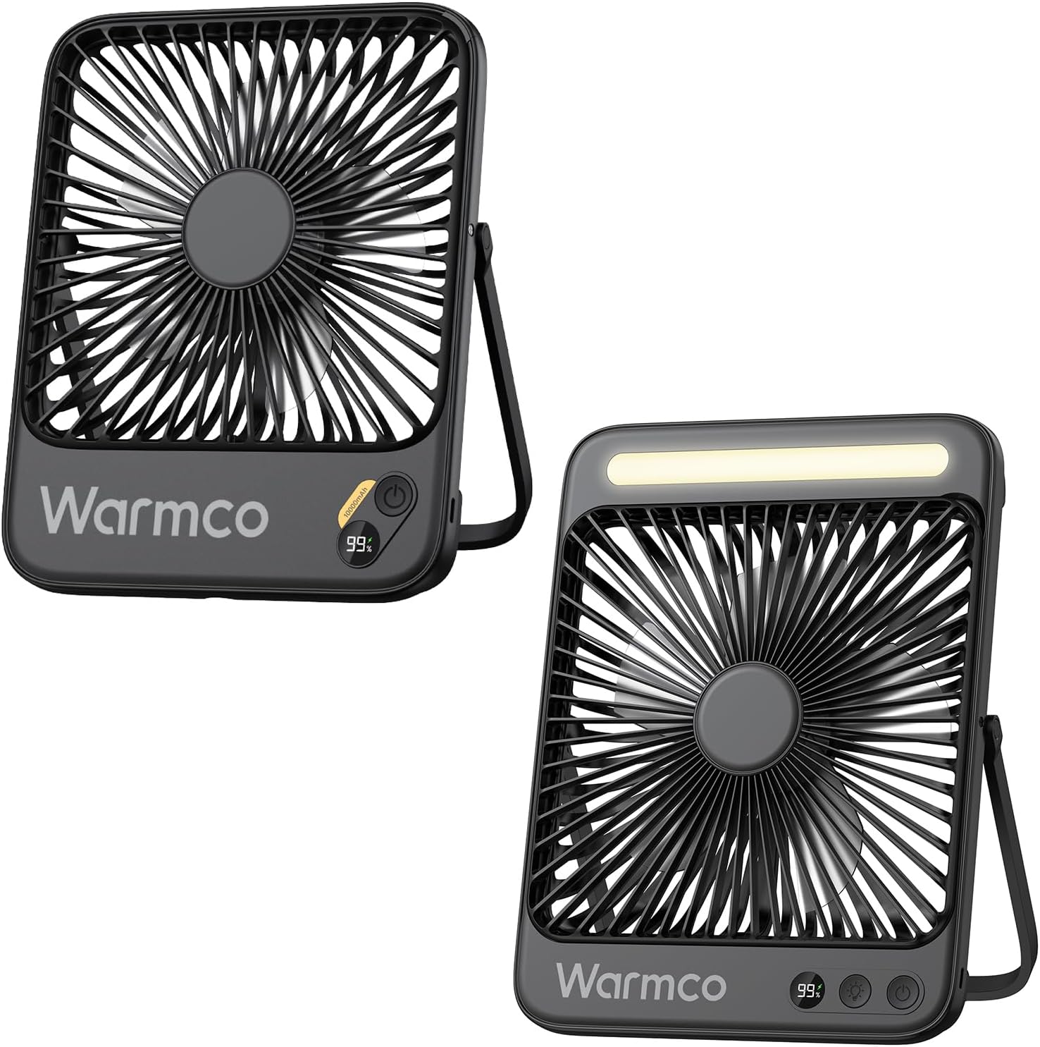 Warmco 10000mAh 7-inch Portable Travel Fan & 20000mAh 8-inch Portable Camping Desk Fan