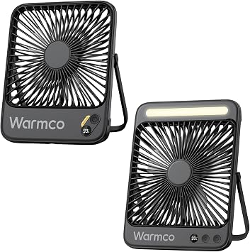 Warmco 10000mAh 7-inch Portable Travel Fan & 20000mAh 8-inch Portable Camping Desk Fan