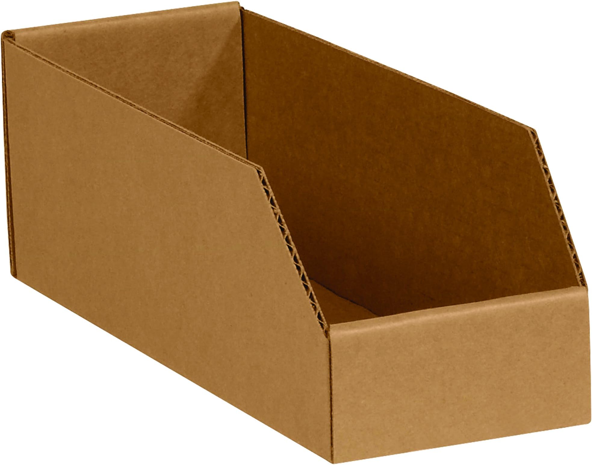 Ship Now Supply SNBINMT412K Open Top Bin boxes, 4" x 12" x 4 1/2", 4" width, 4.5" Height, 12" Length, Kraft (Pack of 50)