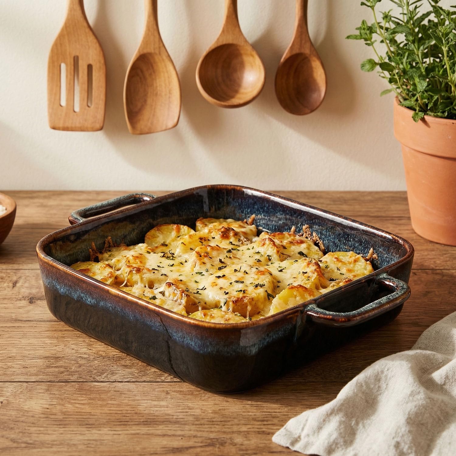 Porcelanowe naczynia do zapiekania – naczynie do pieczenia do piekarnika, ceramiczne patelnie do lasagne 2,7 QT, bezpieczne do piekarnika, do gotowania w kuchni, ciasta, bankietu i kolacji,