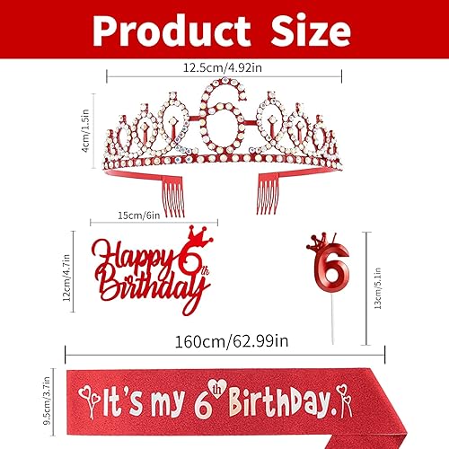 Vista 28 de Decoraciones de 7º cumpleaños para niña, incluyendo corona/tiara, banda, adornos para pastel de cumpleaños y velas del número 7, suministros de Rosa