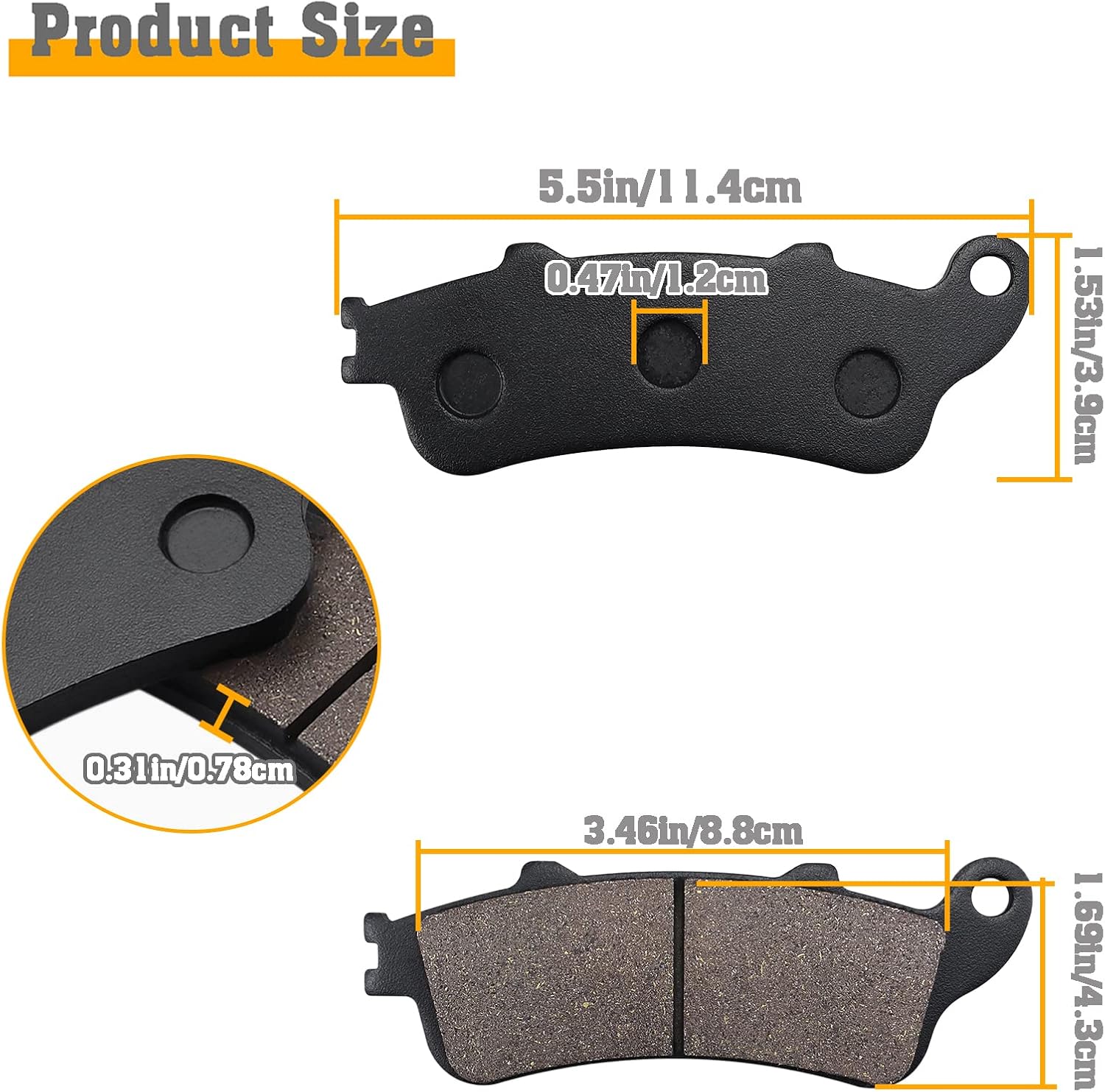 VTX1800 Front and Rear Brake Pads Compatible for Honda VTX1800 All Models 2002-2013 / GL1800 Goldwing All Models 2001-2016/ CBR1100XX Blackbird 1997-2003