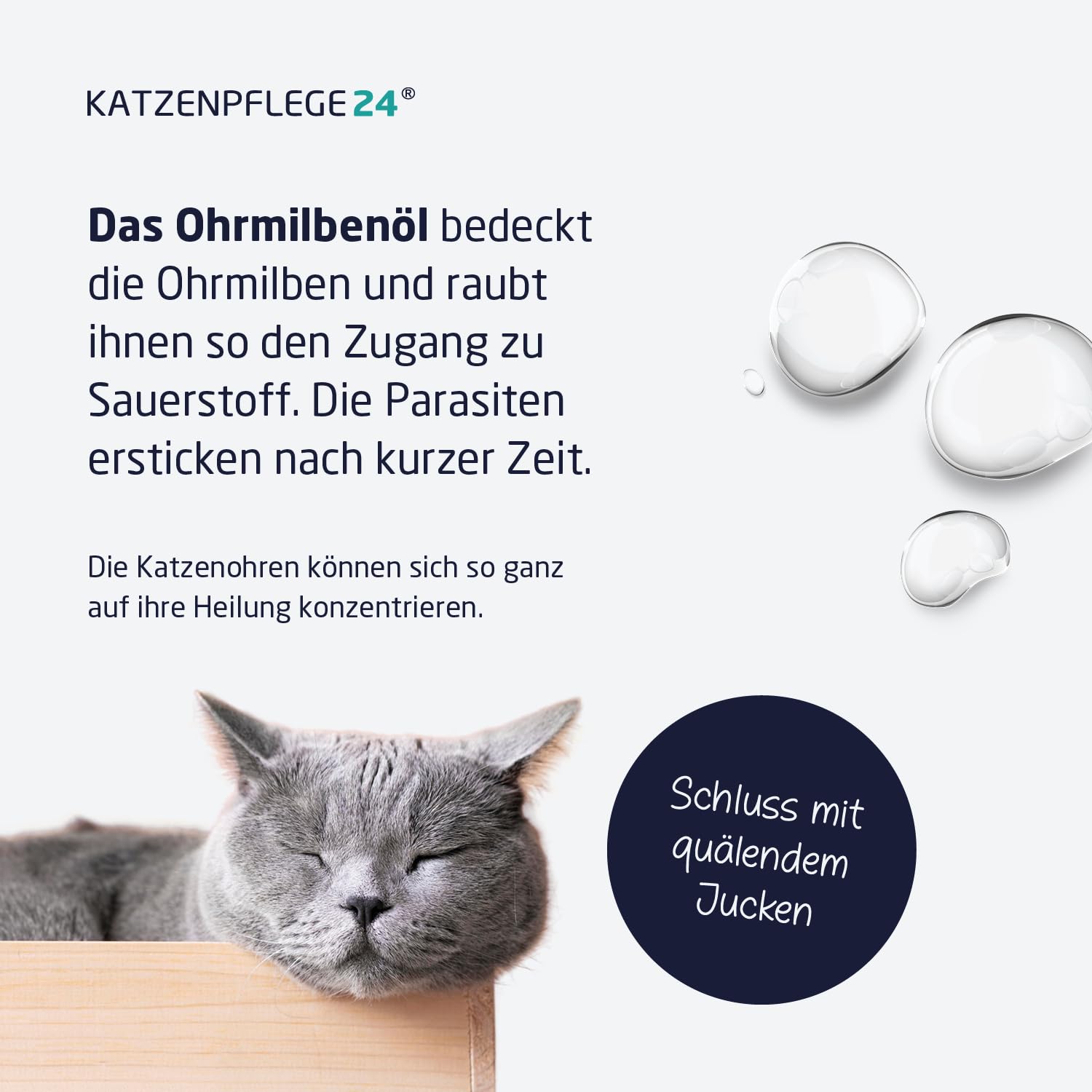 Ohrentropfen für Katzen gegen Ohrmilben, Juckreiz & Ohrentzündungen 50ml - Natürliche Sofortwirkung inkl. sanfter Ohrenpflege für Katzen - Ohrmilben Katze