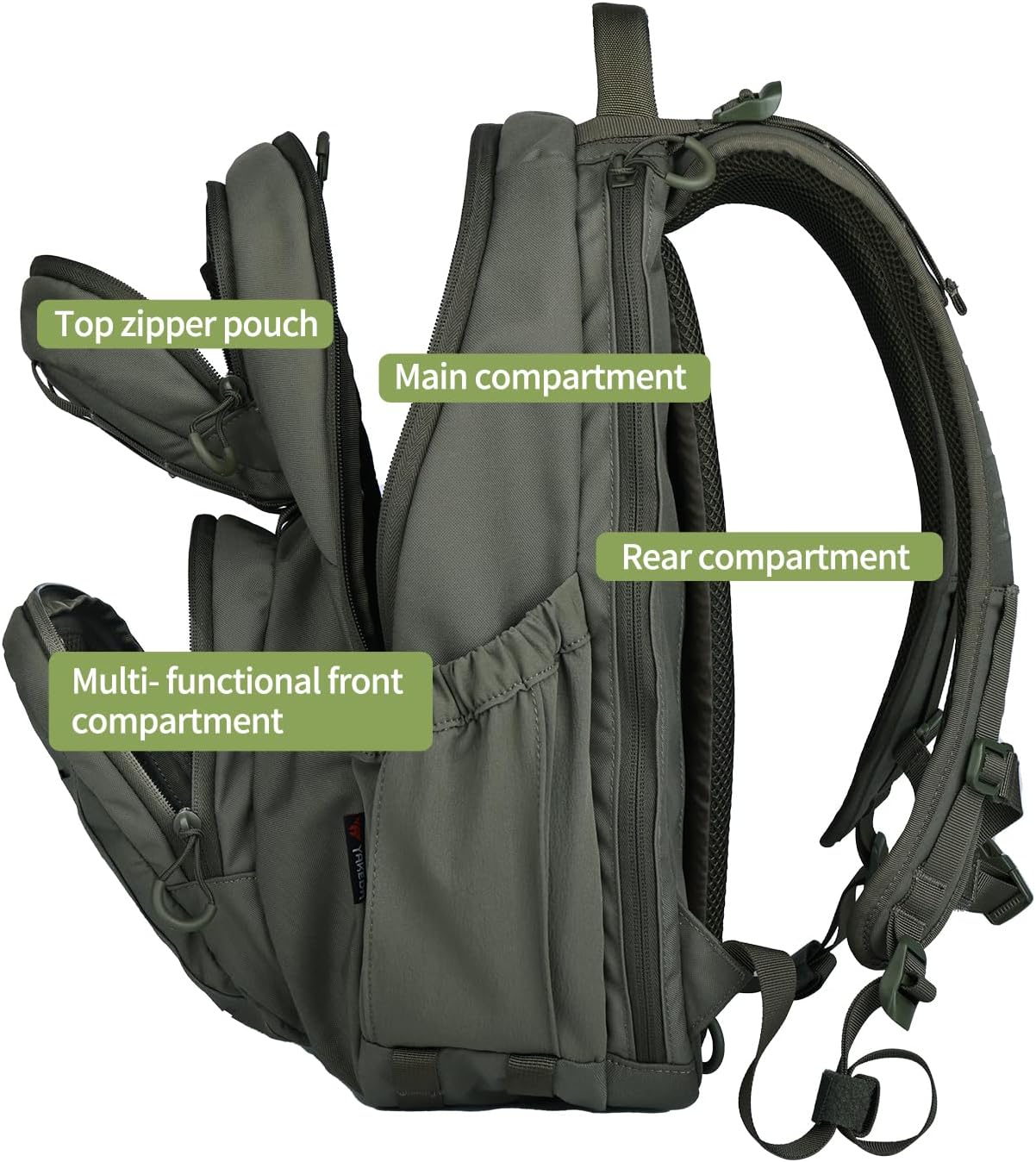 BOMTURN Military Tactical Backpack, Small Army Molle Bag 2 Day Assault Pack 25L with Bottle Holders - Image 6