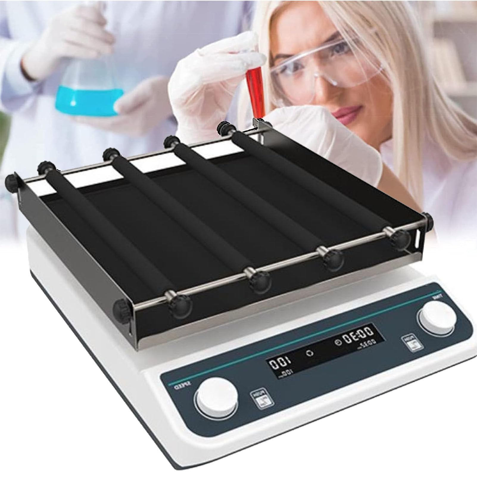 Equipo De Laboratorio Agitador Orbital Digital Multipropósito, Pantalla Digital Oscilador De Oscilación Horizontal Velocidad Ajustable 40-200 RPM Función Rotador Oscilado,