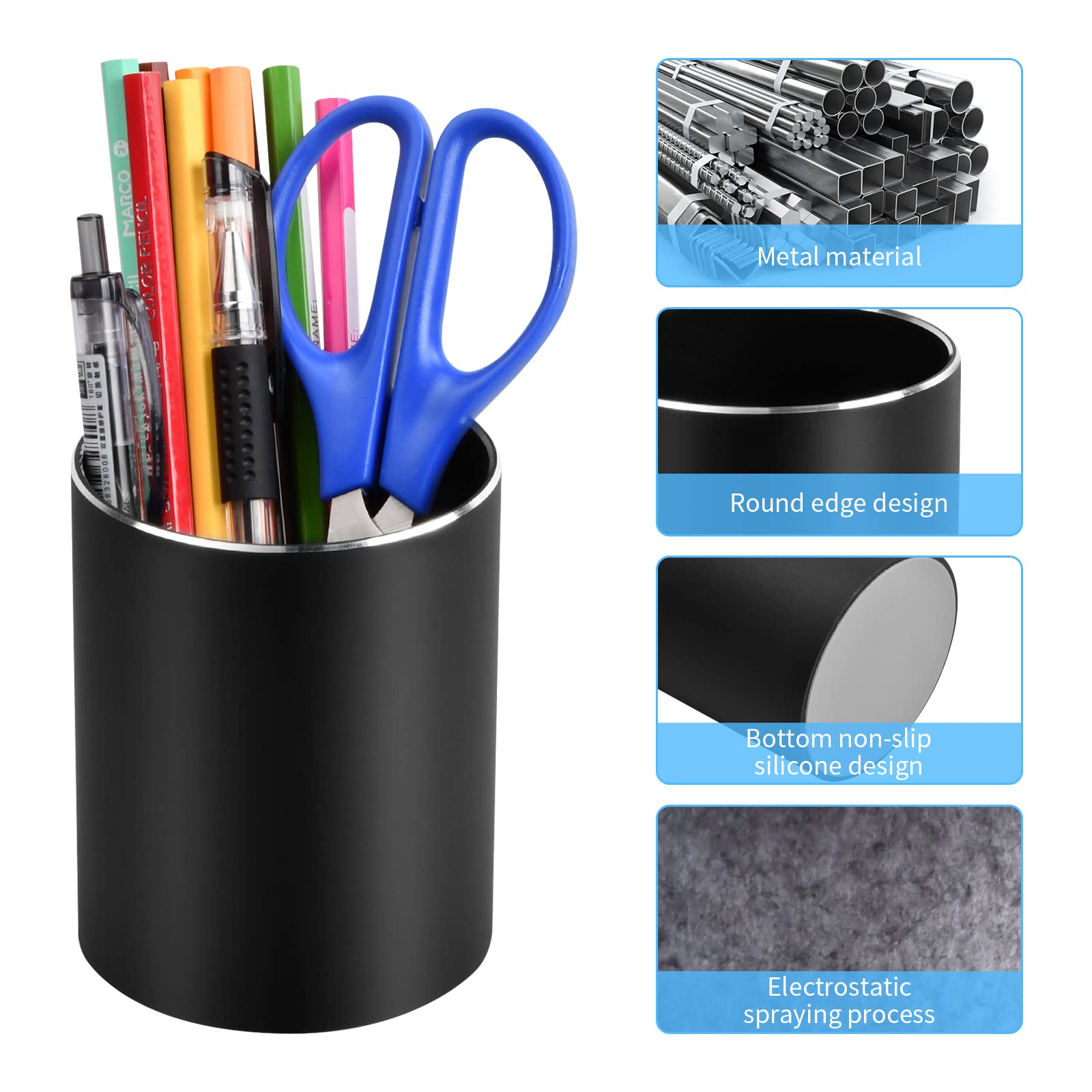 Noir Métallique Pot À Crayons, Porte Stylos En Maille Métal Crayon Noir Métallique Pot À Crayons, Porte Stylos En Maille Métal Crayon