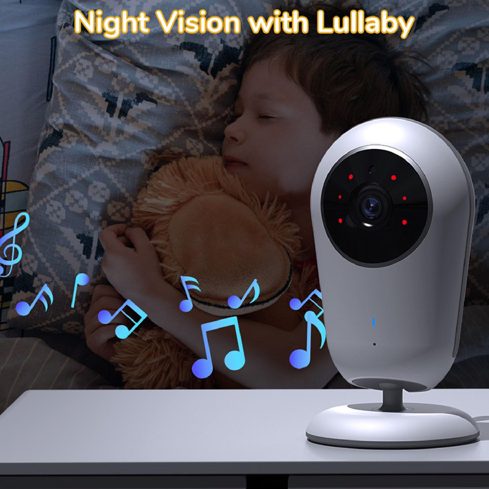 Goshyda Baby Monitor, Videocamera per Neonati con Schermo LCD da 4 Pollici, Supporto Conversazione Bidirezionale, Visione Notturna, Sorveglianza della Temperatura, Videocamera per (Spina