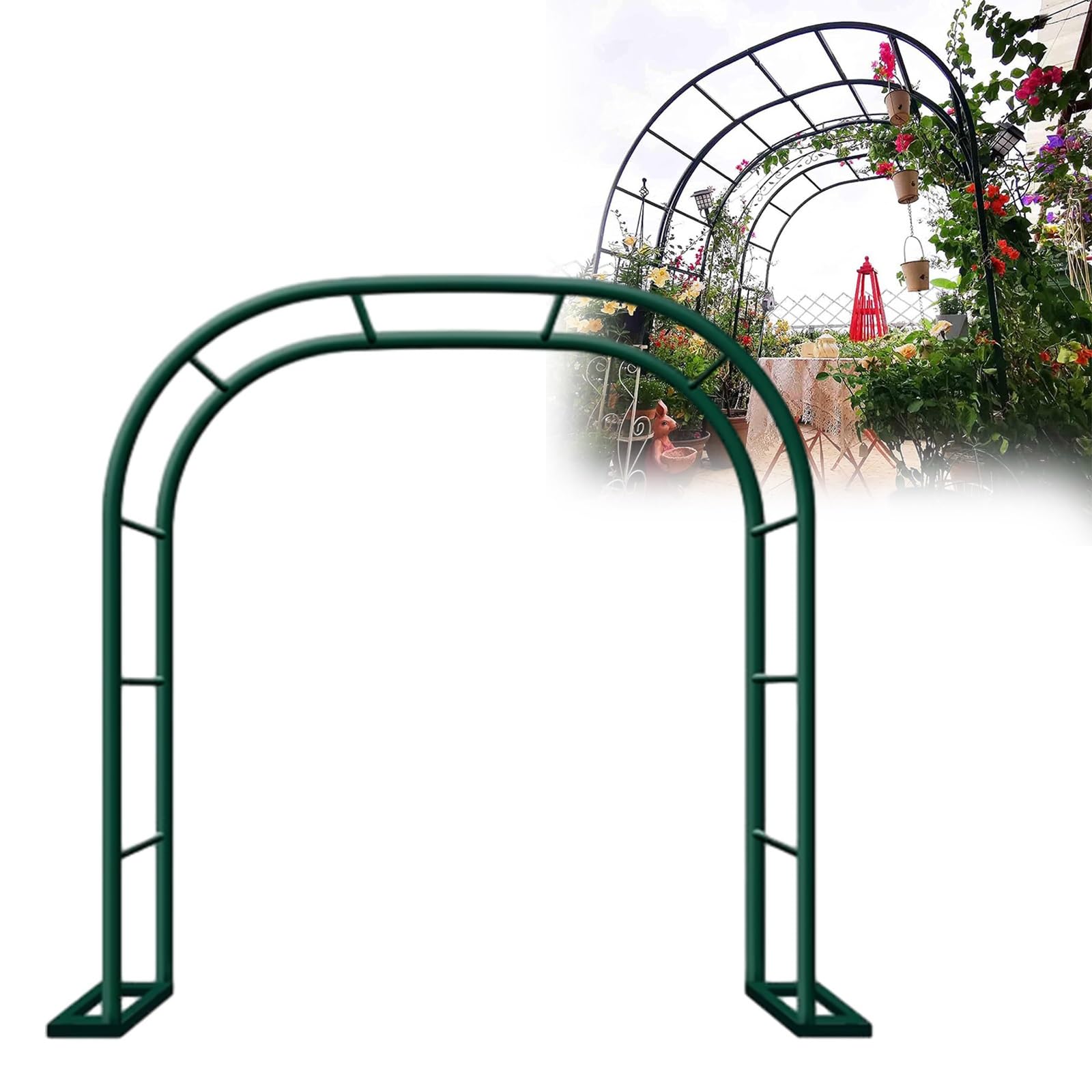 Ogród Pergola Łuk, Żelazna krata do roślin pnących - metalowy łuk ogrodowy na róże i pnącze - wytrzymała czarna pergola wodoodporna i wielofunkcyjna -
