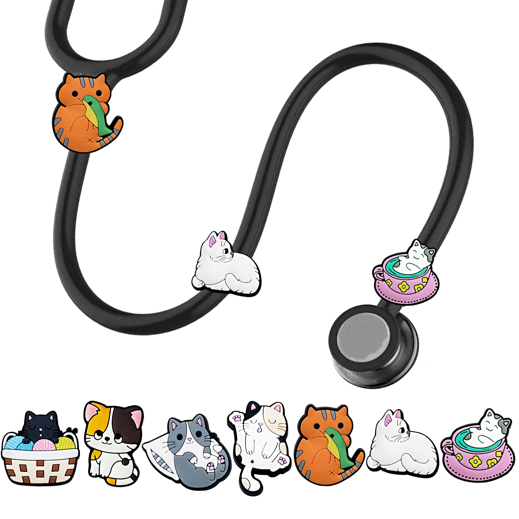 7 Pcs Stethoscope Charms, Stethoscope Accessories for Nurse Stethoscope Unique Id Tag, Compatible for 3M Littmann MDF, Gifts for Nurses, Doctors PEDS