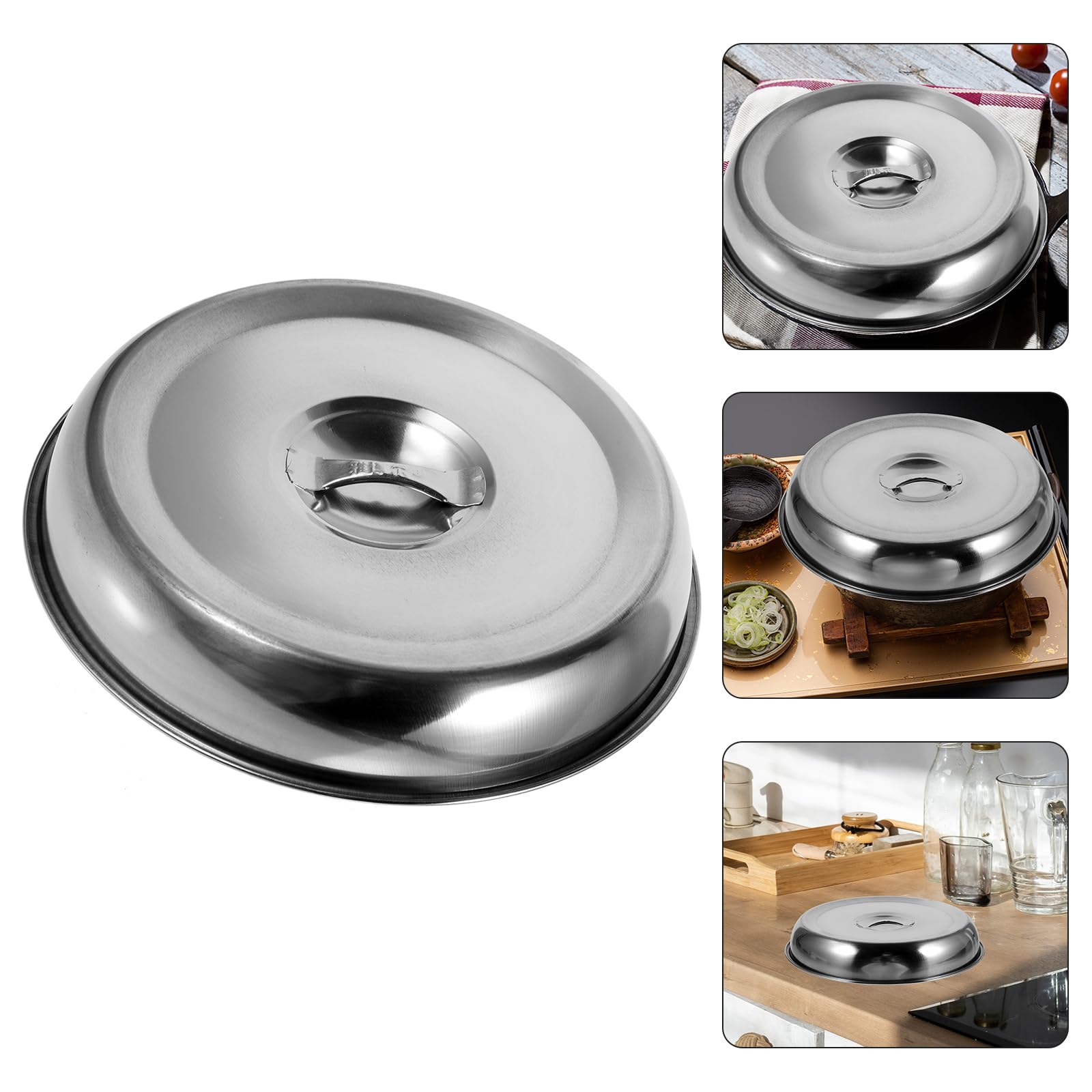 Cabilock 2 Piezas Cúpula De Acero Inoxidable para Bistec, Tapa Circular para Platos, Cúpula para Derretir Queso, Cubierta para Cocina Y Barbacoa, 20Cm