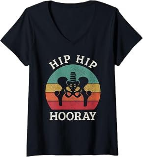 Womens Hip Surgery Hip Hip Hooray Replacement Recovery Funny V-Neck T-Shirt
