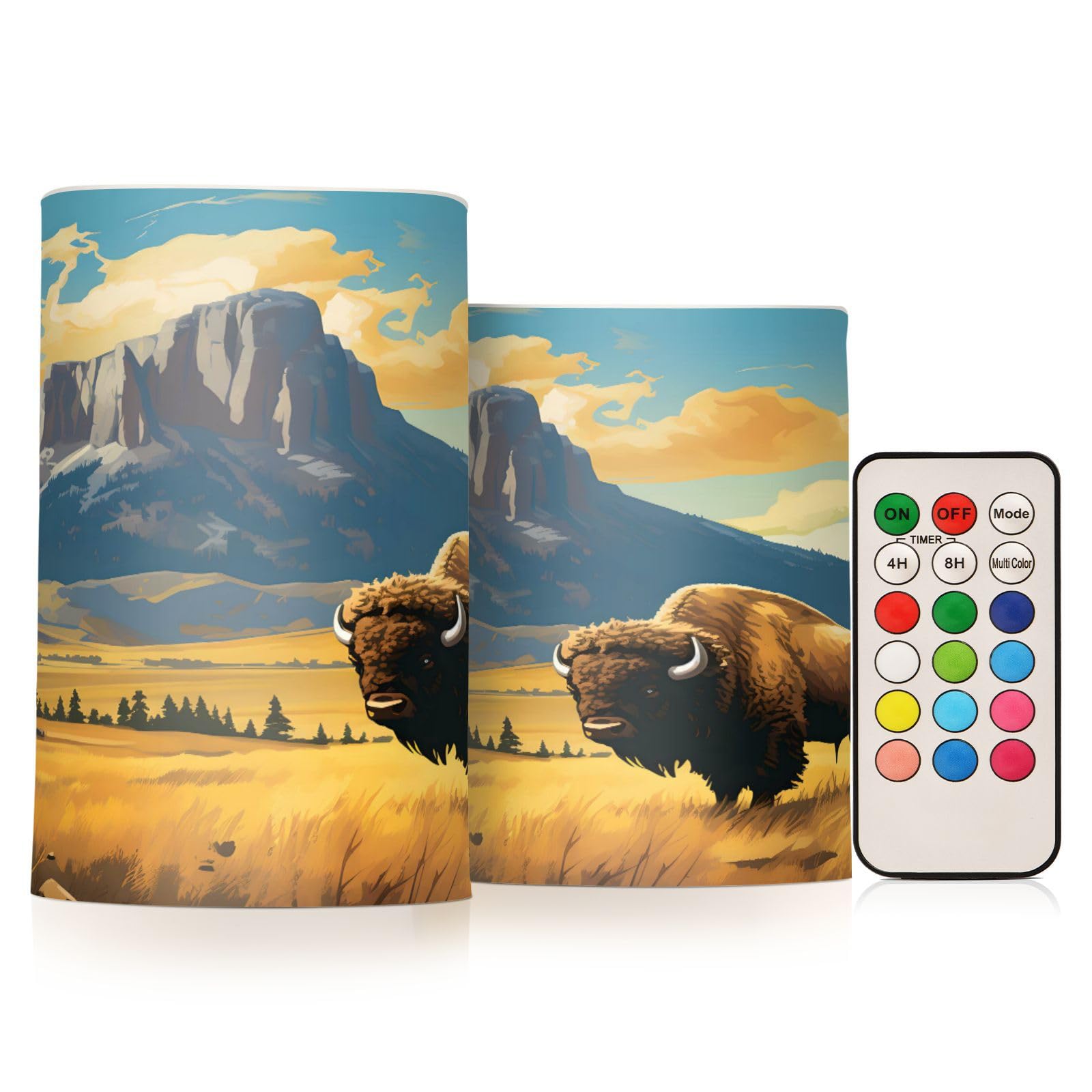 ALAZA Cow (5) Flickering Flameless Candles Battery Operated with Remote Timer,Tea Light Candles LED Pillar Votive Candles Set of 2 for Outdoor Indoor Decorations