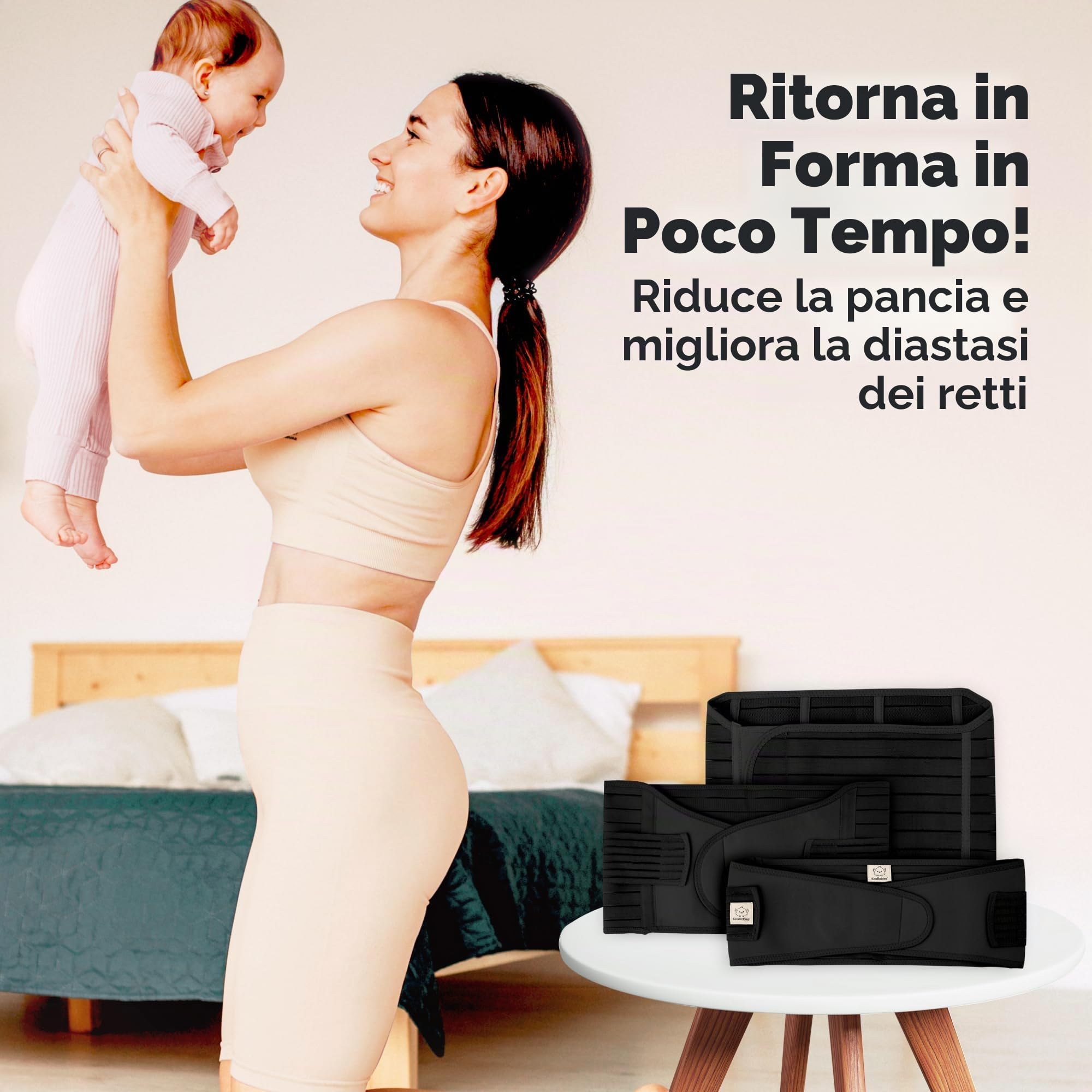 3 in 1 Post-Partum Supporto per La Pancia Involucro di Recupero - Ventre per Postnatale, Gravidanza, maternità - Cinturini per Donne Shaper per Il Corpo - Cintura Shapewear (Midnight Black, M/L)