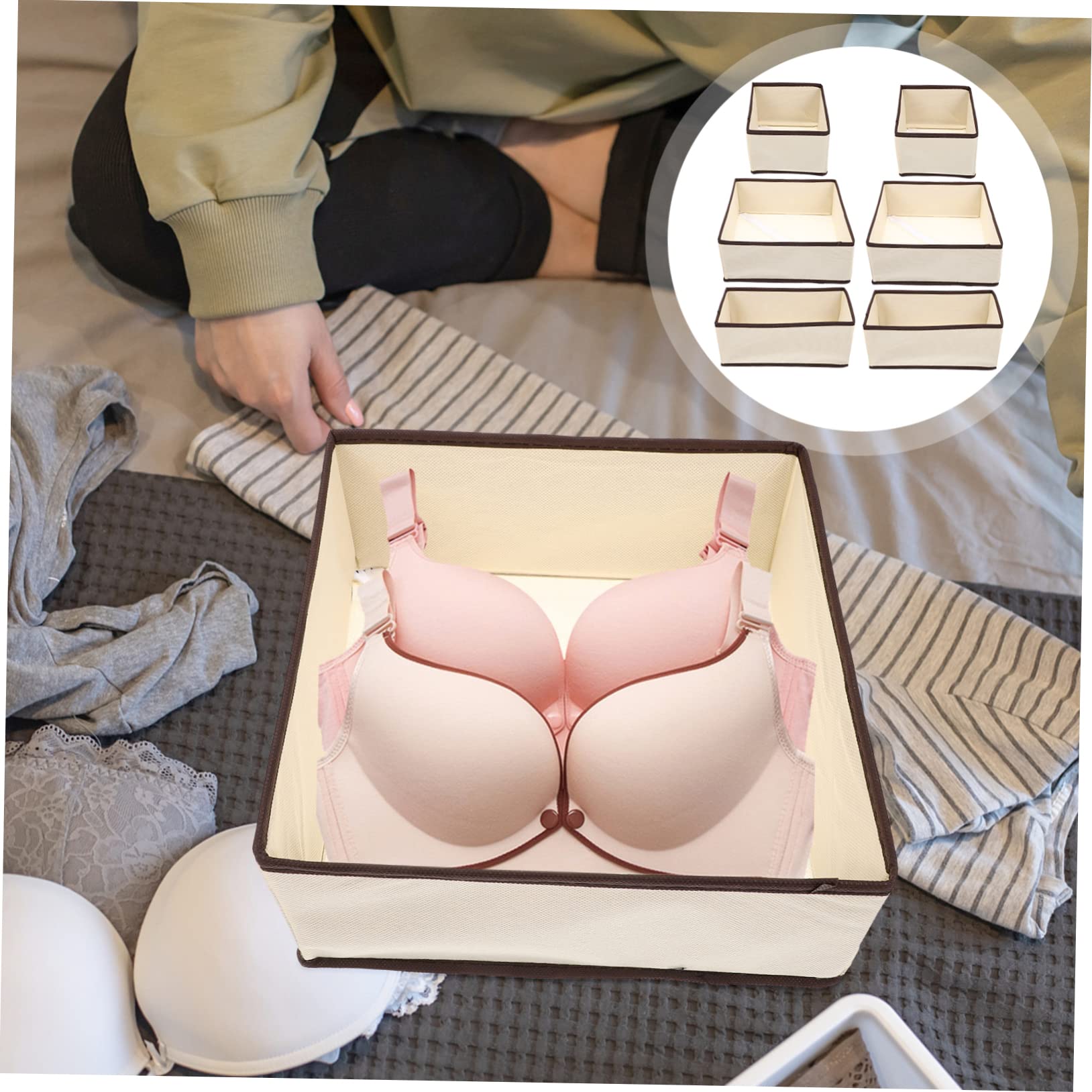 SOLUSTRE 6pezzi Organizzatore Per Vestiti Per Ragazza in Tessuto Non Tessuto Portaoggetti Per Biancheria Intima e Calzini Contenitori Pieghevoli Per Casa