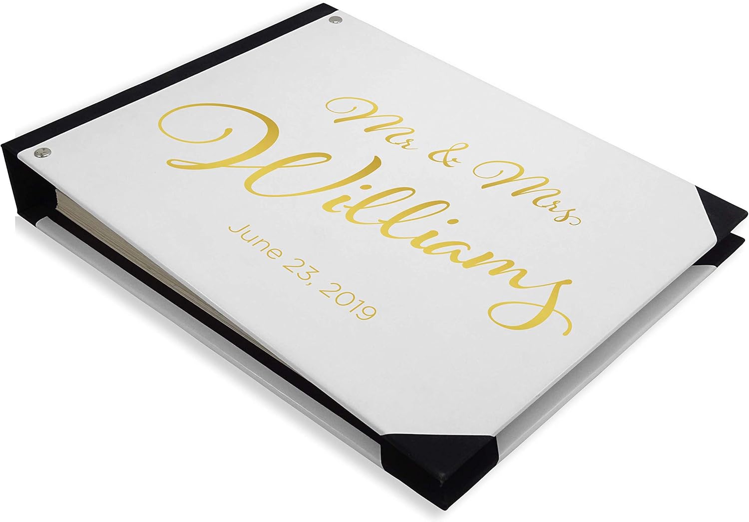 Darling Souvenir White Calligraphy Hardbound Cover Printed Anniversary Wedding Guestbook Scrap Book-9 x 12 Inches