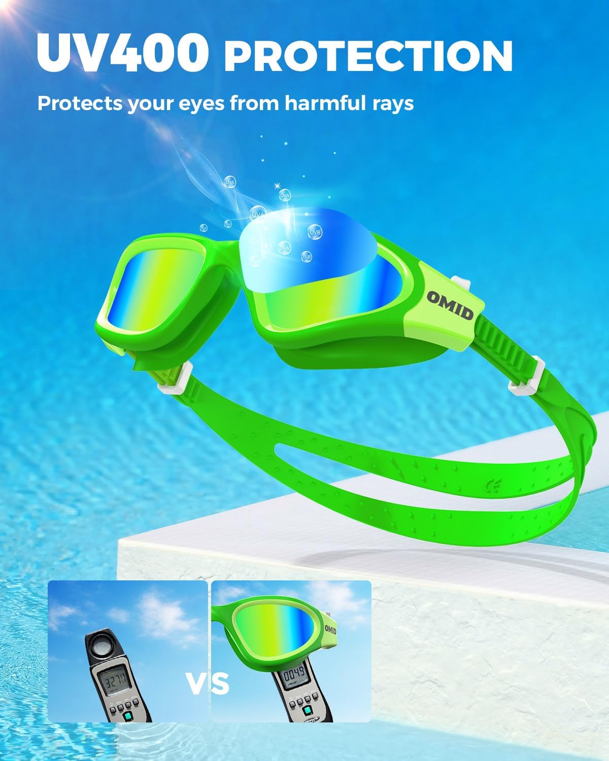 OMID Kids Swim Goggles, P2mini Lite Clear Lens Anti-Fog UV Protection Comfortable Swimming Goggles for kids Age 6-14