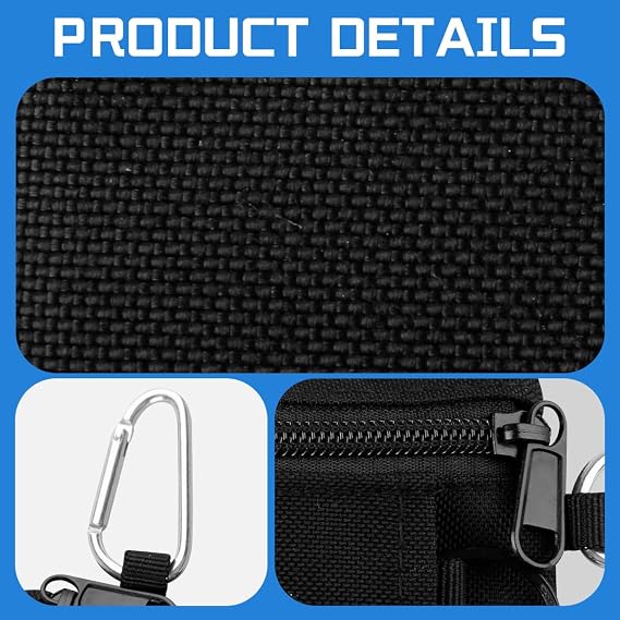 Mini EDC Waist Bag - Compact Tactical Molle Pouch Pack, Organiser with Zipper and Carabiner Clip for Hiking, Camping, Travel Essentials (Black)