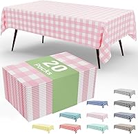Vista 10 de Smiry Paquete de 10 Manteles Desechables de Cuadros Vichy Azules - 54" x 108" Mantel de Plástico de Servicio Pesado, Cubiertas de Mesa Impermeables