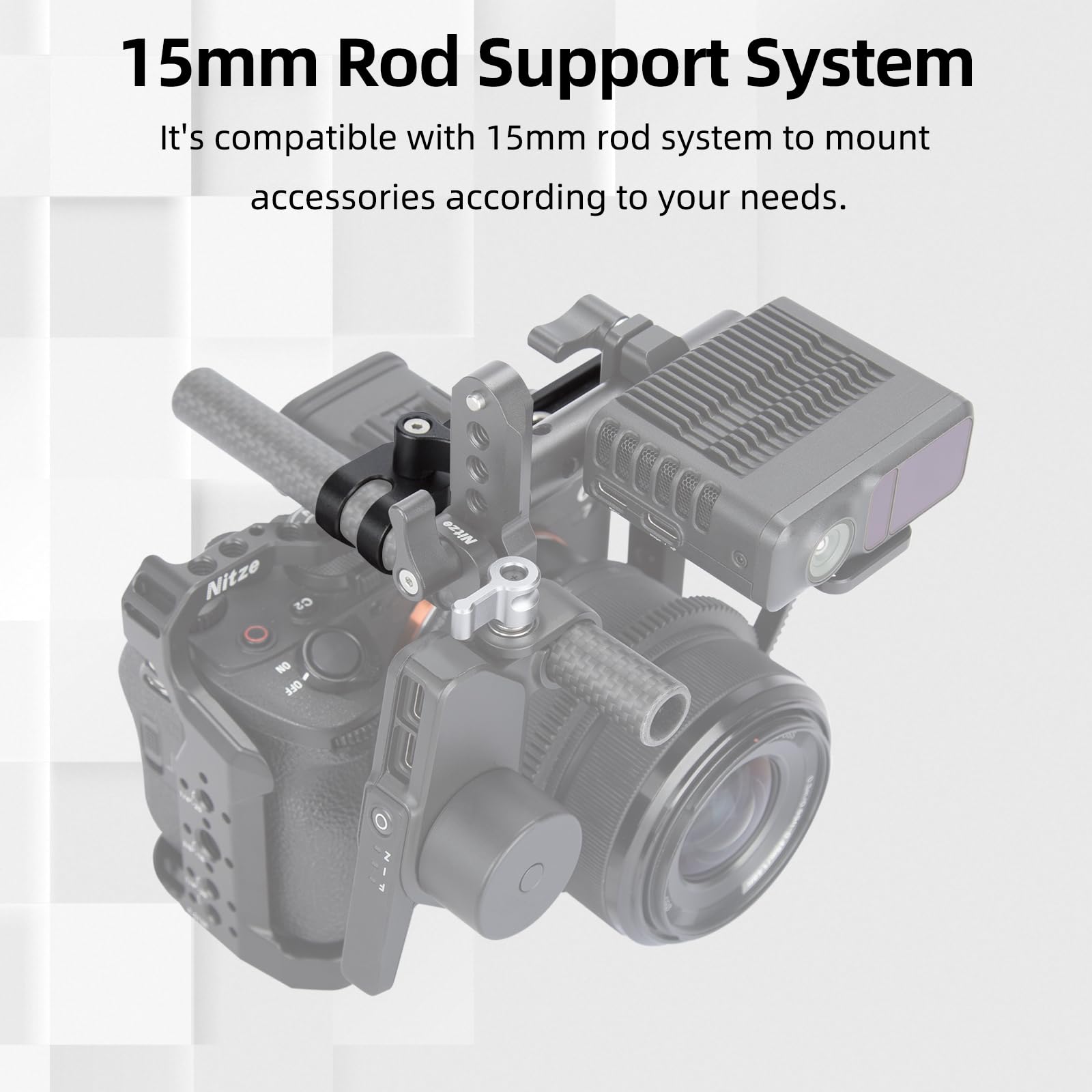 Nitze 15mm Single Rod Clamp with NATO Rail (4") und Sicherungsstift zur Befestigung von 15-mm-Stangen und Schnellverschluss-NATO-Klemmenzubehör – N49-B4