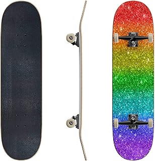 Skateboards Rainbow Glitter Texture Glitter Background Stock Illustrations Classic Concave Skateboard Cool Stuff Teen Gifts Longboard Extreme Sports for Beginners and Professionals