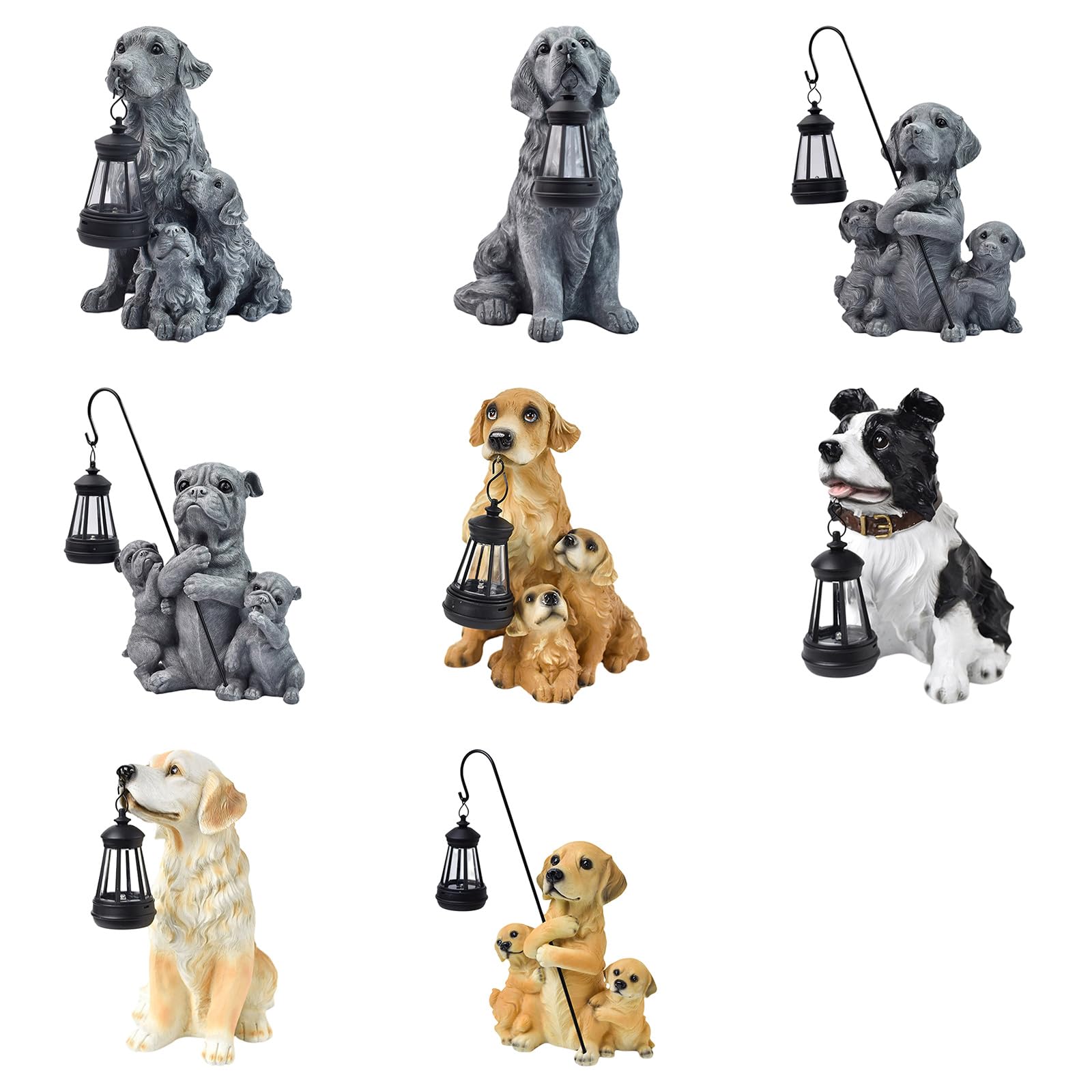 Scultura Animali Cane con LED Integrato, Cement Color Holding