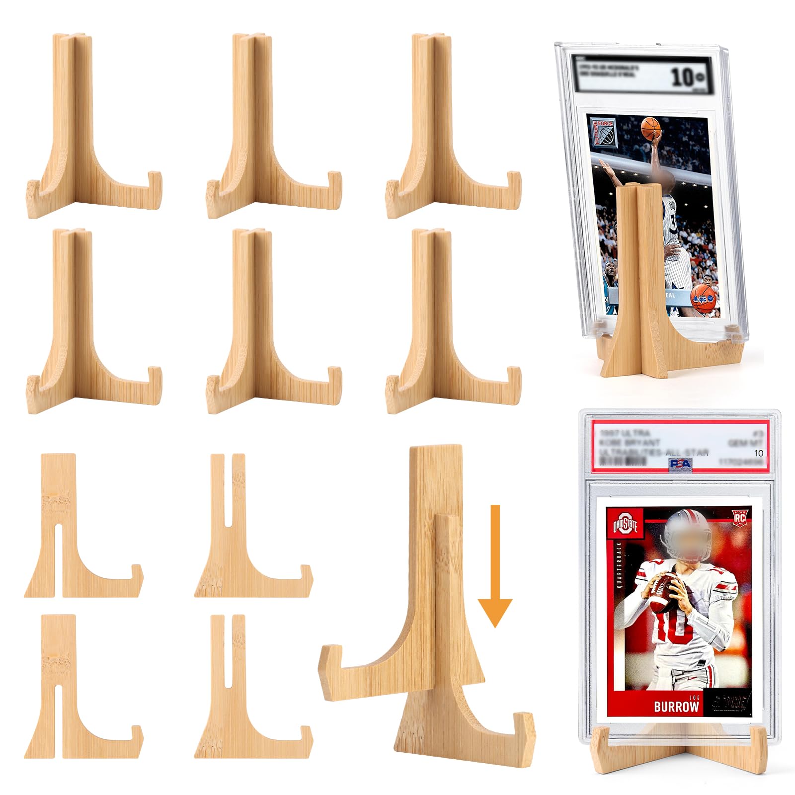 6 Pack Card Display Stand Small Trading Card Display Holder Natural Wooden