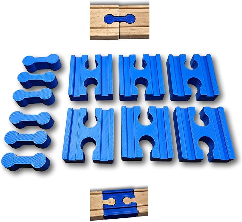 Juego de adaptadores de empalme de vía de tren de madera compatibles con Brio, 12 piezas, doble macho y doble hembra
