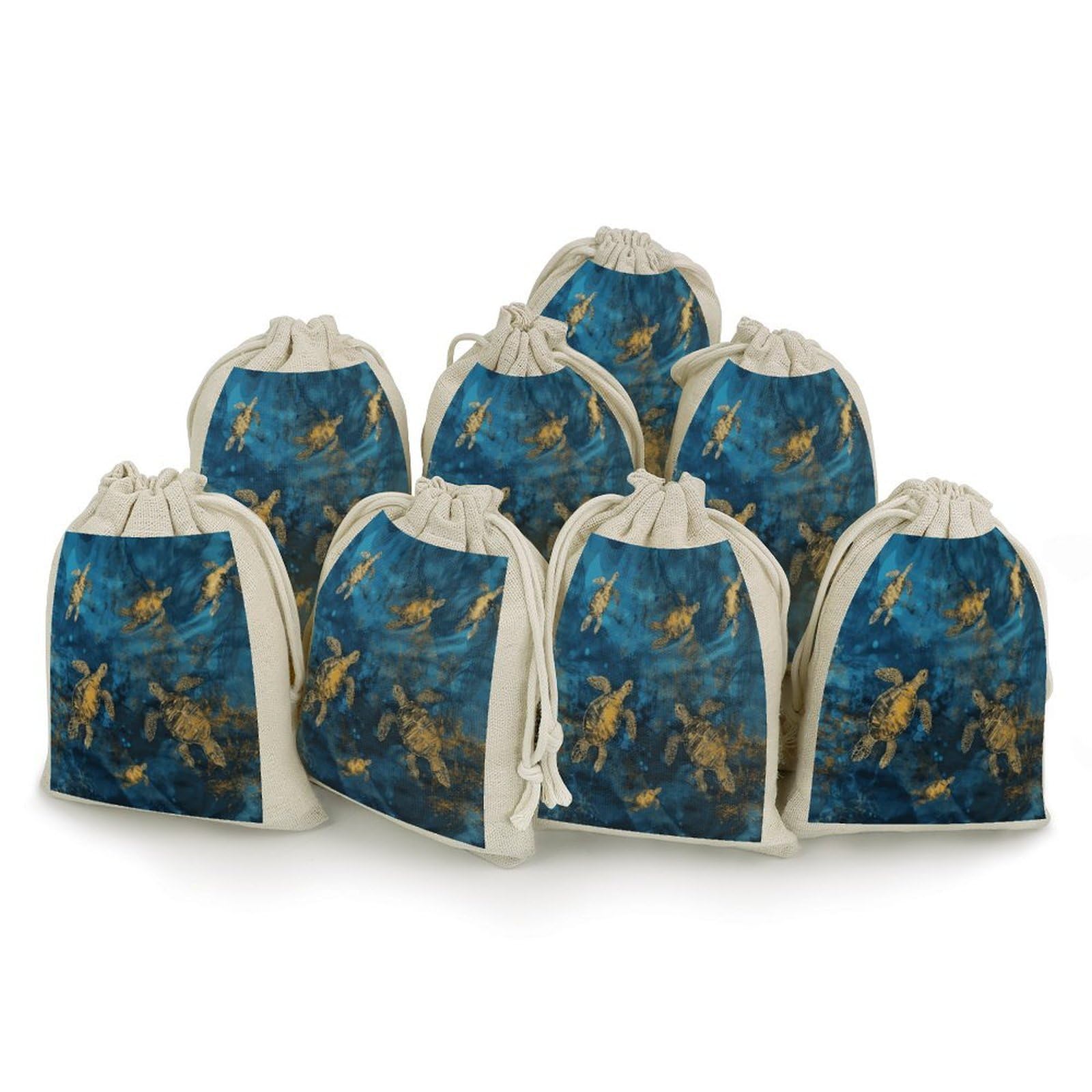 Adfgyerh Style Sea Turtle1 Bags With Drawstring Reusable,Jewelry Bags 4.9 X 6.7 Inch, Set Of 8,Gift Bags For Party Wedding Storage Home Supplies