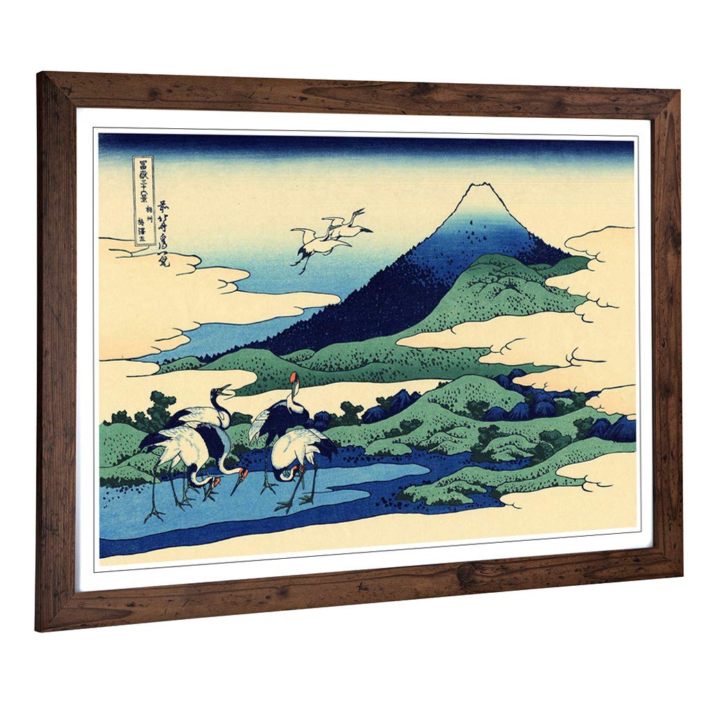 Big Box Art Framed Print of Hokusai Japanese Oriental Sagami Province Design | Wall Art Picture | Home Decor for Kitchen, Living Room, Bedroom, Hallway, Walnut, A2 / 24.5x18 Inch / 62x45cm