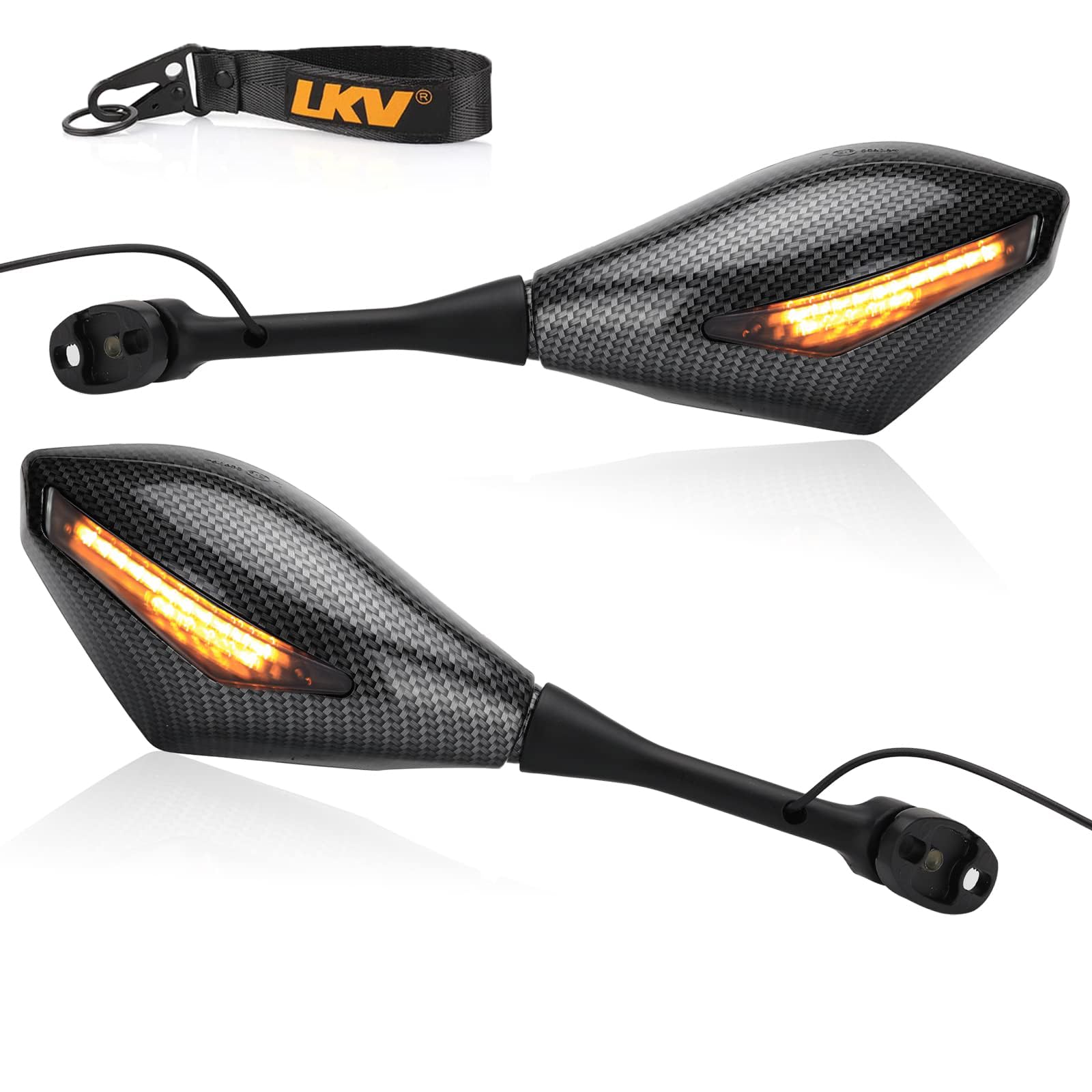 LKV Motorcycle Rear View Mirrors with Turn Signals LED Compatible with Honda CBR250R CBR300R CBR500R CBR600RR CBR600 F4 F4I CBR1000RR Rear Mirror Replacement